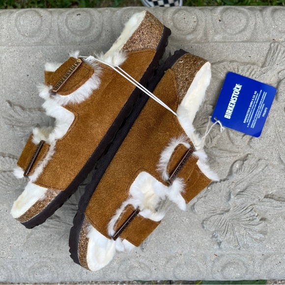 Birkenstock Arizona Shearling Lined Brown Suede Sandals Women’s Size 6 NWOB - Picture 5 of 11